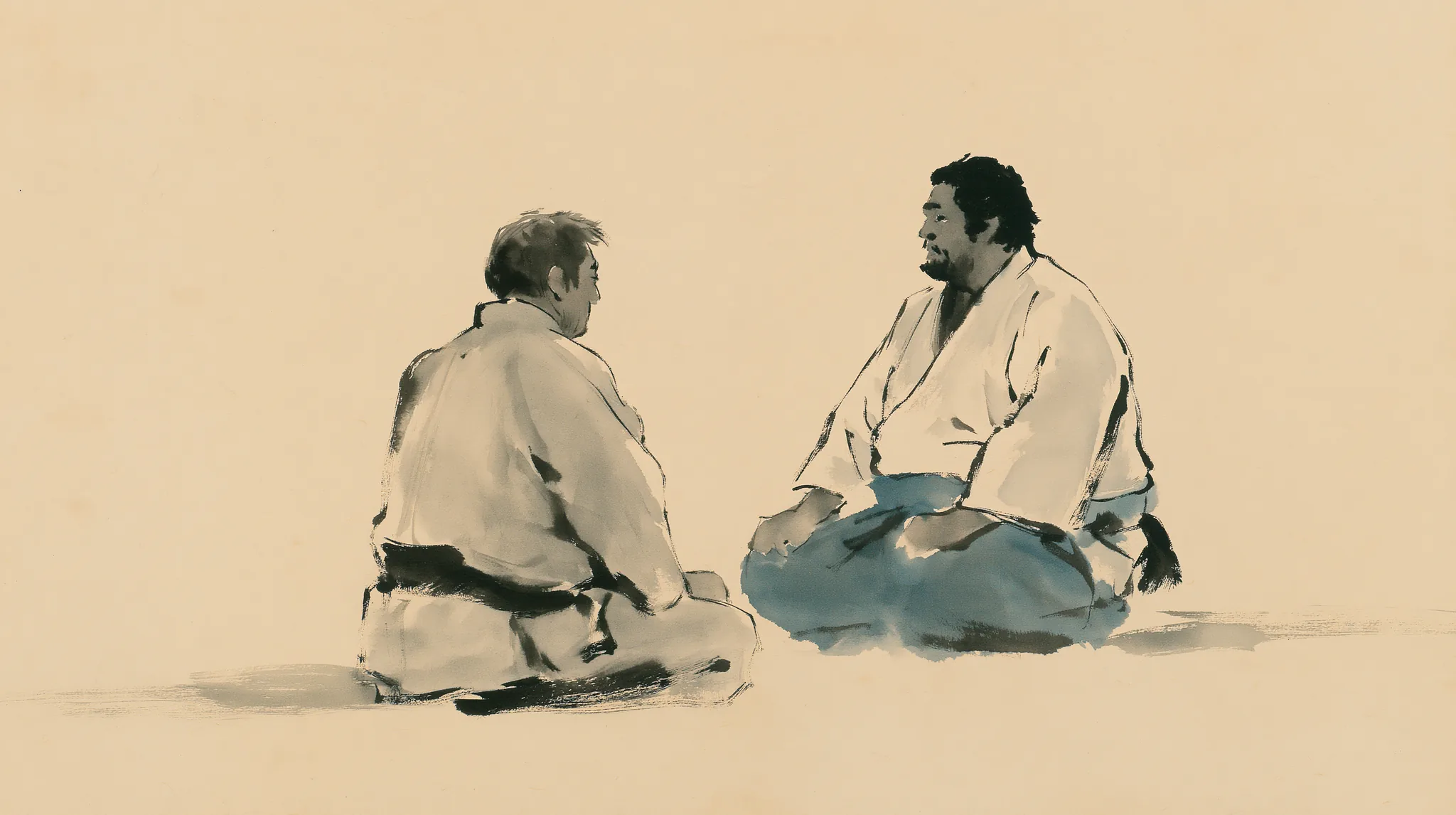 Illustration à l'encre — Quand c'est toi le gros gabarit du tatami